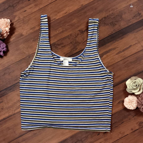 Forever 21 Striped Sleeveless Crop Top Large‎ - Picture 2 of 6